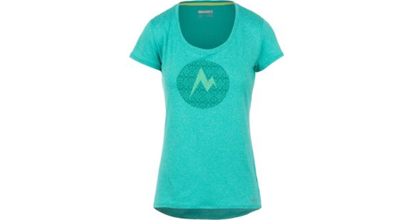 Marmot Post Time Short Sleeve Tee - Women's -Gem Green Heather-Large, 889169856594