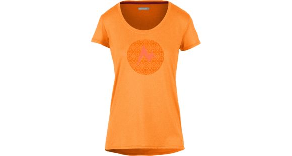 Marmot Post Time Short Sleeve Tee - Women's -Sweet Orange Heather-Medium, 889169856532