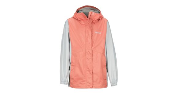 Marmot PreCip Eco Jacket - Girl's, Coral Pink/Bright Steel, Large, 41010-7242-L