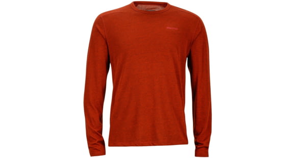 Marmot Saxon Long Sleeve Tee - Men's-True Dark Rust Heather-Small