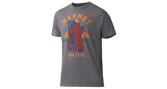 Marmot Men's BR Shaka Marmot Tee SS, Charcoal Heather, XXL, 900457-1204-XXL