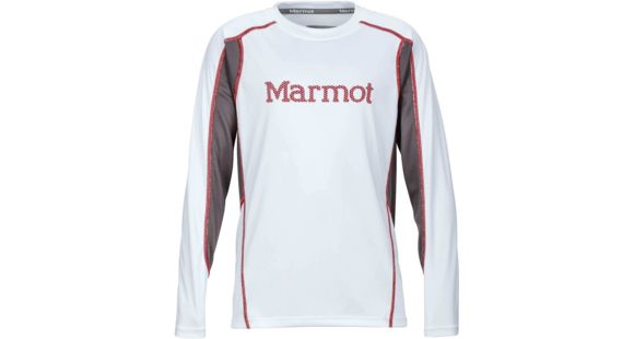 Marmot Windridge with Graphic Long Sleeve - Boy's-White/Cinder-X-Small