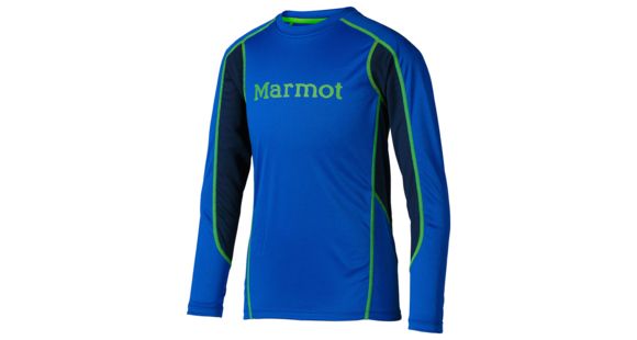 Marmot Windridge with Graphic Long Sleeve - Boy's-Medium-Dark Azure/Green Envy, 52560-M-DARK AZURE/GREEN ENVY