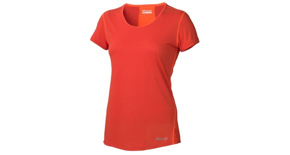 Marmot Essential Short Sleeve Tee - Women's-Coral Sunset/Bright Orange-Large, 67760-CORAL SUNSET/BRIGHT ORANGE-L