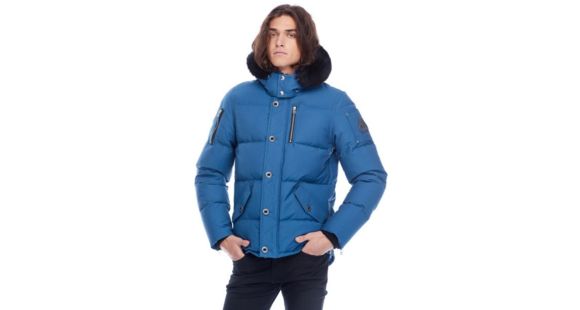 Moose Knuckles 3Q Jacket Men's, Chambray Blue / Black Fur, L, MK2228M3Q-525-L