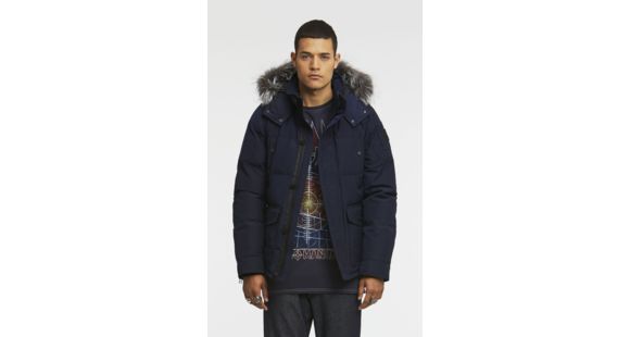 Moose Knuckles Algonquin Men's Jacket, True Navy W Slv Fox Fur, XL, MK4600MMWJ-414-XL