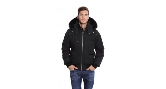 Moose Knuckles Men's Ballistic Bomber Insulated Jacket, Black With Black Fur, Extra Small, MK2000MB-291-XS