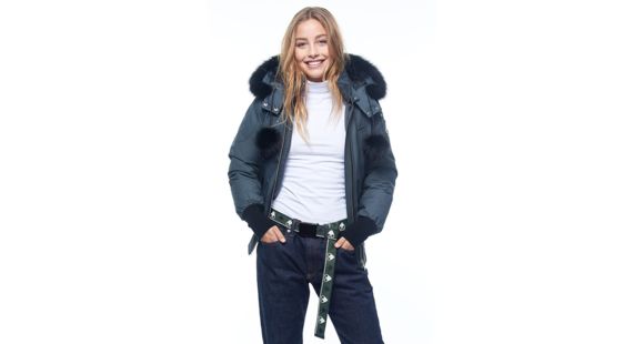 Moose Knuckles Debbie Bomber Jacket, Granite/Black Fur, Small, MK2002LB-256-S