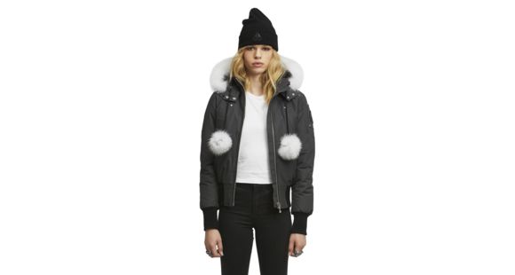 Moose Knuckles Debbie Bomber Jacket, Granite, Small, MK2002LB-255-S