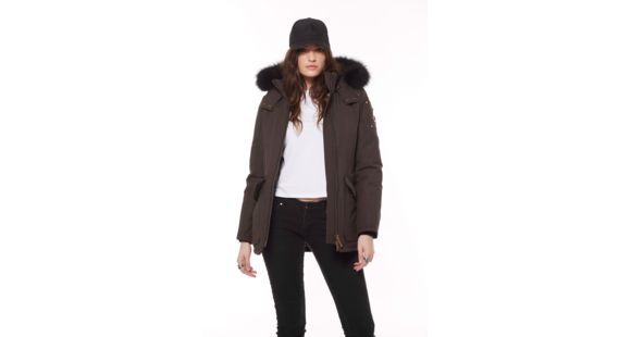 Moose Knuckles Debbie Bomber Jacket - Women's, Driftwood/Black Fox, Large, MK2002-LB-647-L