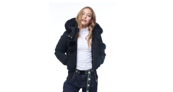 Moose Knuckles Debbie Bomber Jacket - Women's, Black/Black Fox, Medium, MK2002-LB-291-M