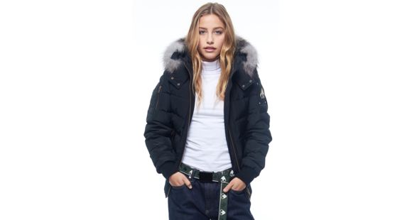 Moose Knuckles Seaforth Bomber - Women's, Black/Frost Fox Natural, Medium, MK8545-LMWB-310-M