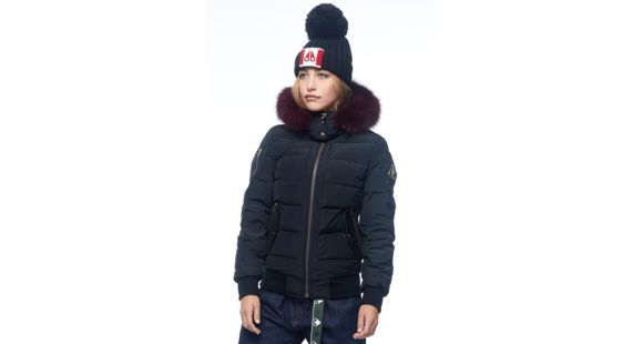 Moose Knuckles Seaforth Bomber - Women's, Black/Frost Fox Wine, Medium, MK8545-LMWB-286-M