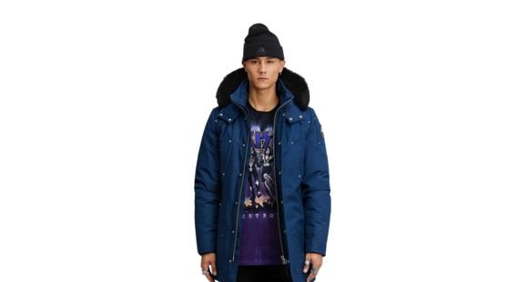 Moose Knuckles Stirling Parka - Men's, Jasper Blue/Black Fox, Large, MK4661-MP-455-L