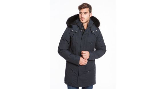 Moose Knuckles Stirling Parka - Men's-Navy/Black Fur-Small