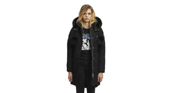 Moose Knuckles Stirling Parka - Women's-Black/Black Fur-Medium