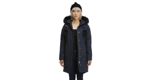 Moose Knuckles Stirling Parka - Women's-Navy/Black Fur-Medium