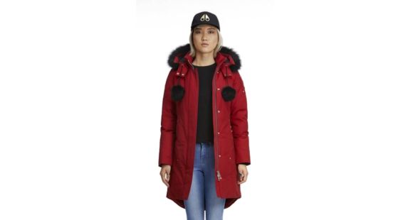 Moose Knuckles Stirling Parka - Women's-Deep Red/Black Fur-X-Small