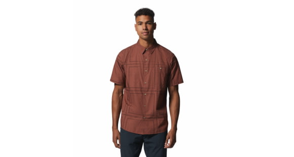 Mountain Hardwear Big Cottonwood Short Sleeve Shirt - Men's, Clay Earth Bandana Grid, Small, 1829001645-Cd-S