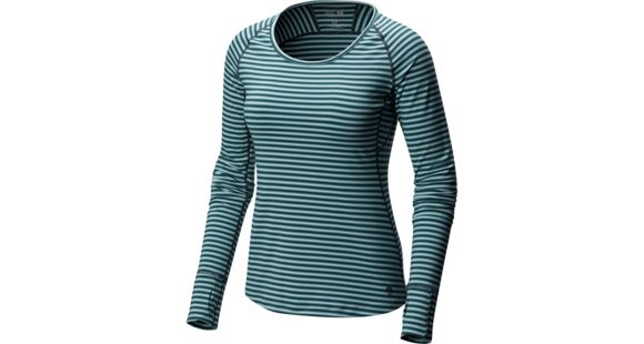 Mountain Hardwear Butterlicious Stripe Long Sleeve Crew, Blue Spruce, XS, 1700421310-XS