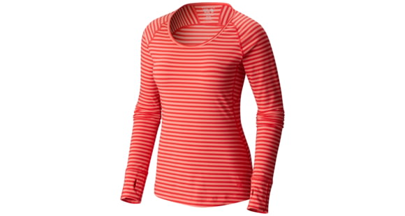 Mountain Hardwear Butterlicious Stripe Long-Sleeve Crew - Women's-Red Hibiscus-Medium