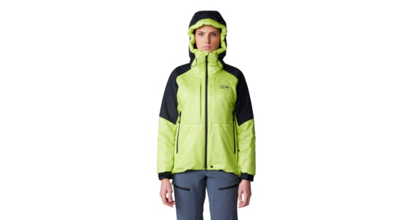 Mountain Hardwear Compressor Alpine Hooded Jacket - Women's, Citron Glow, Black, XSxR, 2092471-378-XL