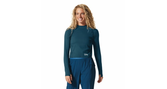 Mountain Hardwear Crater Lake Long Sleeve Crop Top - Women's, Dark Marsh, Small, 1986771375-Dark Marsh-S