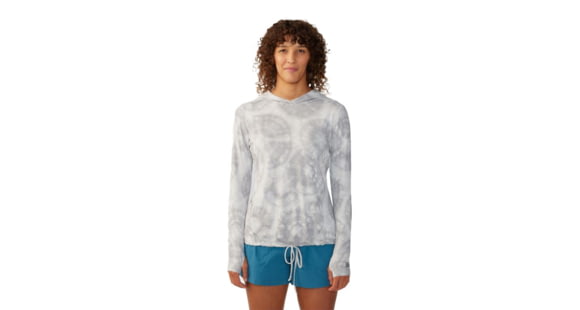 Mountain Hardwear Crater Lake Long Sleeve Hoody - Women's, Grey Ice Spore Dye Print, Medium, 1829681062-M