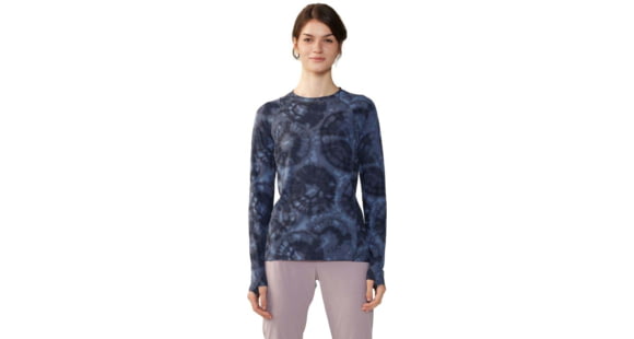 Mountain Hardwear Crater Lake Long Sleeve Hoody - Women's, Blue Slate Spore Dye Print, Small, 1982721415-S