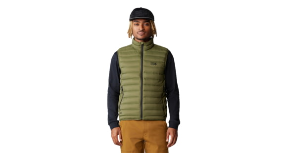 Mountain Hardwear Deloro Down Vest - Men's, Combat Green, Large, 2091971353-L