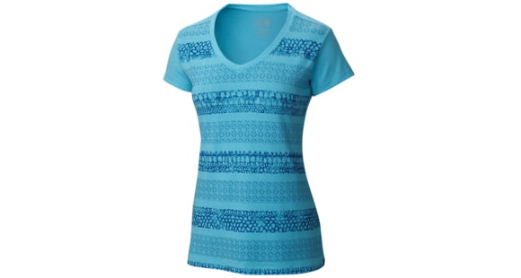 Mountain Hardwear DrySpun Batika V-neck Short Sleeve T - Women's-Atoll-Small