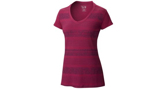 Mountain Hardwear DrySpun Batika V-neck Short Sleeve T - Women's-Red Plum-Small