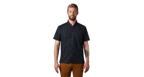 Mountain Hardwear Hand/Hold Printed Short Sleeve Shirt - Mens, Dark Storm Cam Print, Extra Large, 1879221005-DSCP-XL