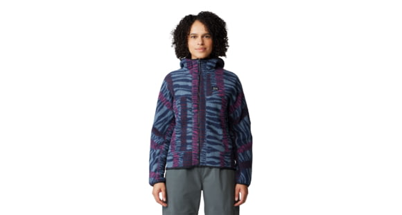 Mountain Hardwear HiCamp Fleece Printed Hoody - Women's, Montauk Blue Ridge Stripe Print, Large, 2104291430-L
