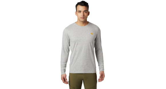 Mountain Hardwear Logo Long Sleeve T - Men's, Heather Grey, Medium, OM8358105-M