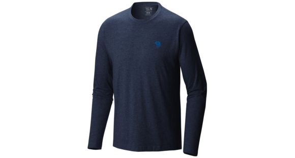 Mountain Hardwear MHW Logo Graphic Long Sleeve T - Men's-Heather Hardwear Navy-Large