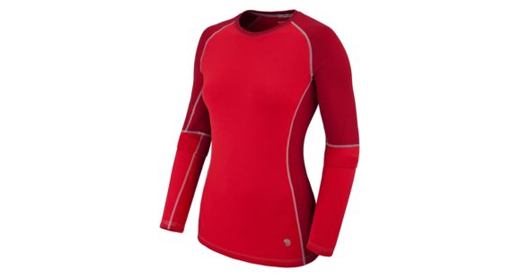 Mountain Hardwear Micro Power Stretch Long Sleeve Crew - Women's-Red/Thunderbird Red-Large