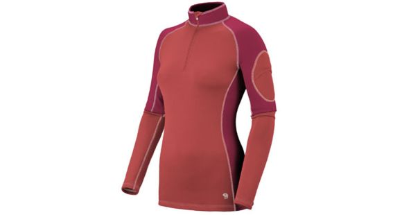 Mountain Hardwear Micro Power Stretch Zip Tee - Women's-Red/Thunderbird Red-Medium