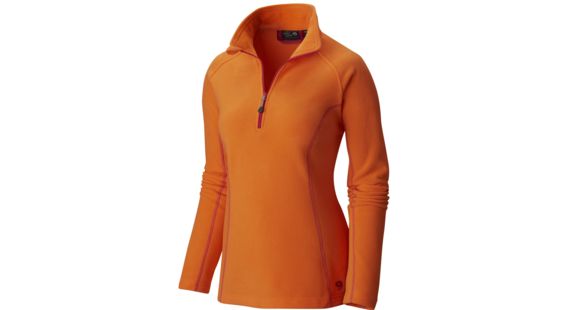 Mountain Hardwear MicroChill Zip T Long Sleeve  (Clearance) - Women's-Small-Orange Zest
