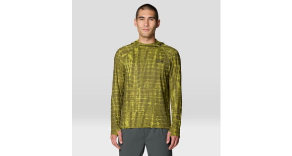 Mountain Hardwear Crater Lake Long Sleeve Hoody - Men's, Combat Green Prismatic Print, S, 1982411-354-S