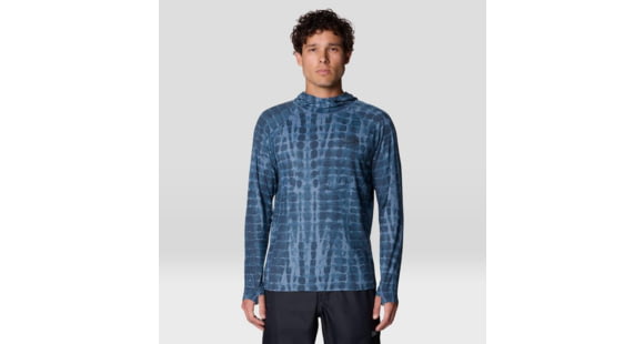 Mountain Hardwear Crater Lake Long Sleeve Hoody - Men's, Adriatic Blue Prismatic Print, XL, 1982411-446-XL