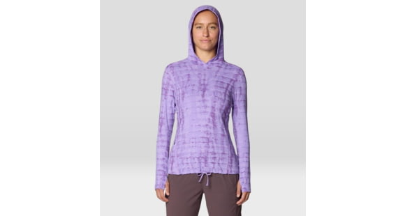 Mountain Hardwear Crater Lake Long Sleeve Hoody - Women's, Harbor Violet Prismatic Print, M, 1829681-561-M