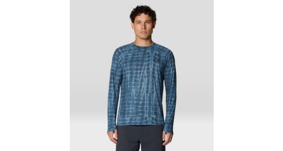Mountain Hardwear Crater Lake Long Sleeve Tops - Men's, Adriatic Blue Prismatic Print, M, 1982421-444-M