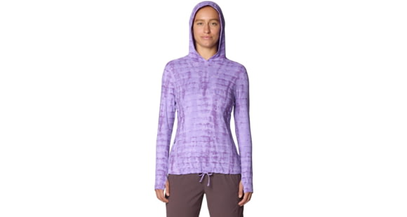 Mountain Hardwear Crater Lake LS Hoody - Women's Extended, Harbor Violet Prismatic Print, 2X, 1829682-561-2X