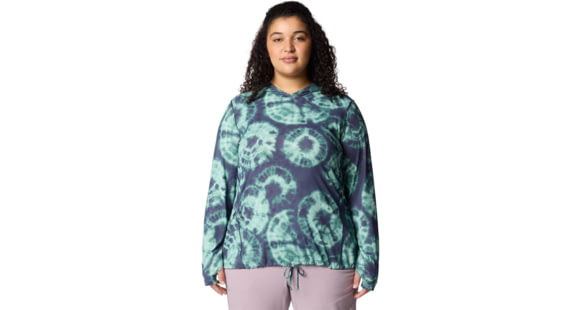 Mountain Hardwear Crater Lake Extended LS Hoody - Women's, Lapis Dusk Spore Dye Print, 2X, 190423023240