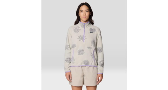 Mountain Hardwear Microchill Half Zip Sweatshirt - Women's, Oyster Shell Screens Print, XL, 2104261-357-XL