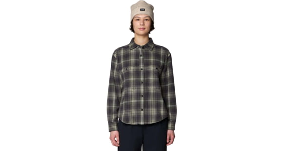 Mountain Hardwear Plusher Relaxed Long Sleeve Flannel - Women's, Grit Grey Shelter Plaid, L, 2129691041-041-L