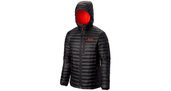Mountain Hardwear Nitrous Hooded Down Jacket - Men's-Shark/State Orange-Large