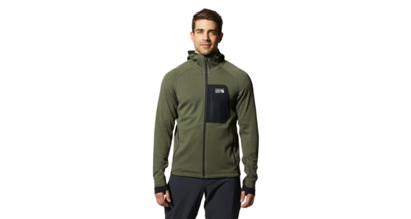 Mountain Hardwear Polartec Power Grid Full Zip Hoody - Men's, Surplus Green Heather, Large, 2104541347-L