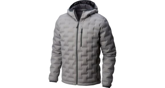 Mountain Hardwear StretchDown DS Hooded Jacket, Manta Grey, L, 1732001073-L
